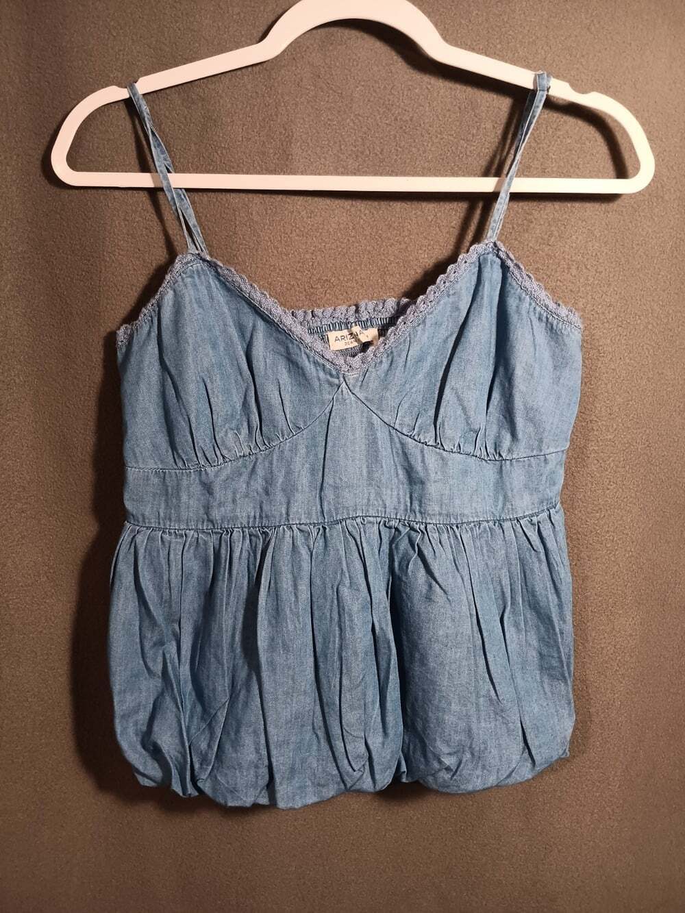 Arizona Jean Co Tank Bubble Hem Adjustable Summer Babydoll Top Medium Festival